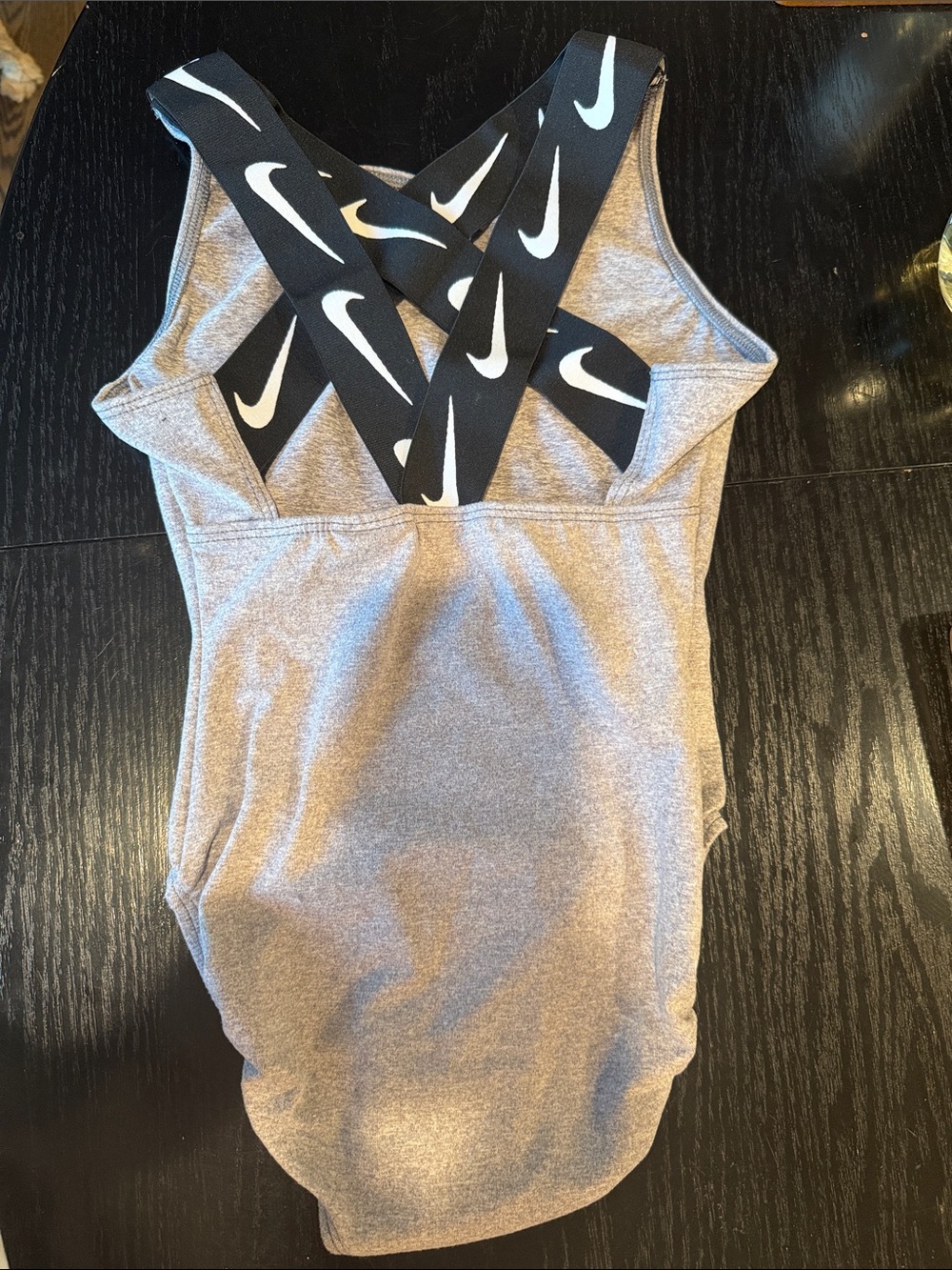 Nike youth Heather Gray performance leotard Bodysuit Gymnastics NWT - Picture 3 of 4